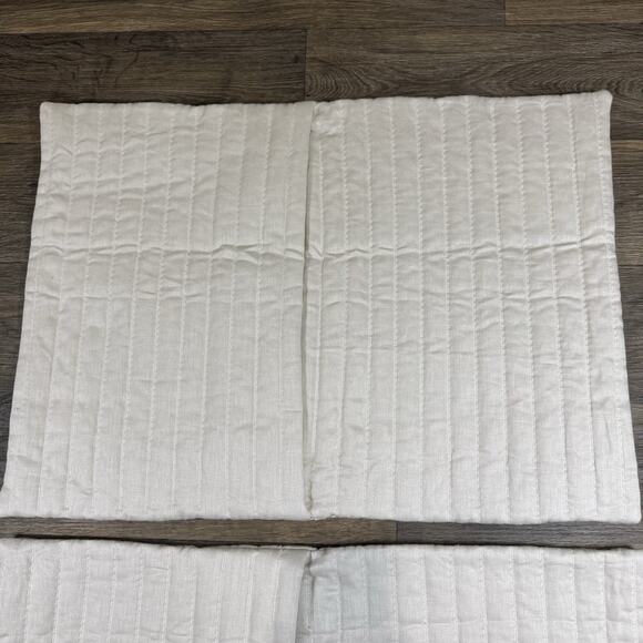 2 RESTORATION HARDWARE CHANNEL STITCHED LINEN QUILTED SHAMS In Sand - Picture 5 of 13